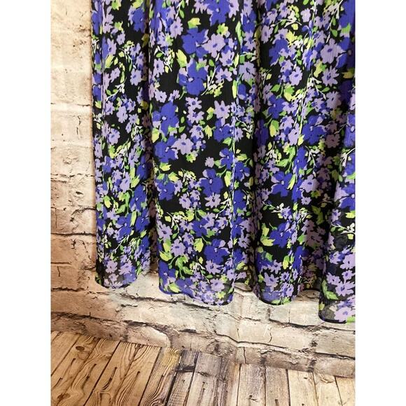 Rabbit Babydoll Dress Womens 8 Purple Floral Short Sleeve Flowy Fit & Flare - Picture 8 of 15